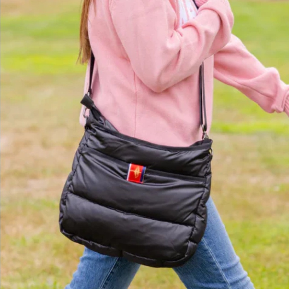 Pretty Rugged Black Puffer crossbody bag